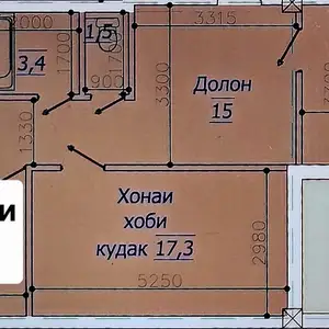 3-комн. квартира, 3 этаж, 93 м², Рудаки