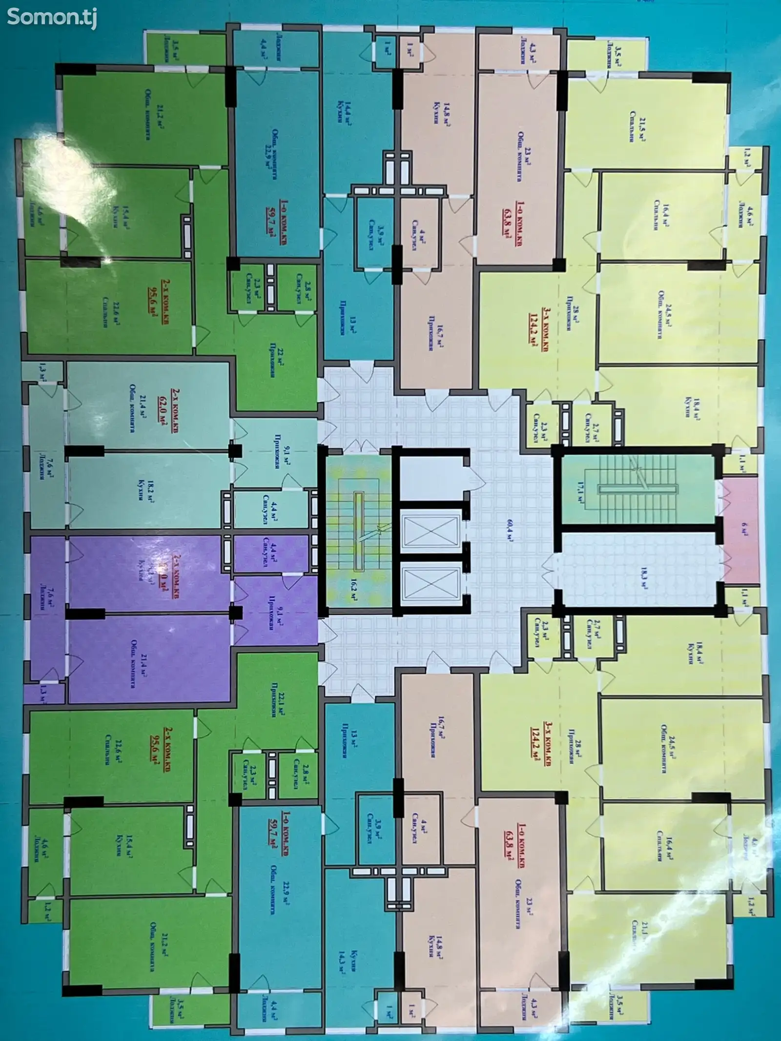 2-комн. квартира, 9 этаж, 60 м², ул.Рахмон Набиев, ( мехмонхонаи Сугдиён)-5