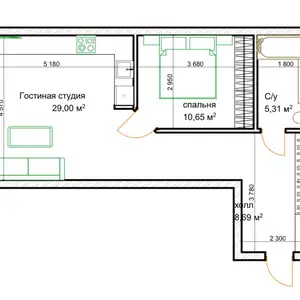 2-комн. квартира, 4 этаж, 50 м², Иcмоили Сомони