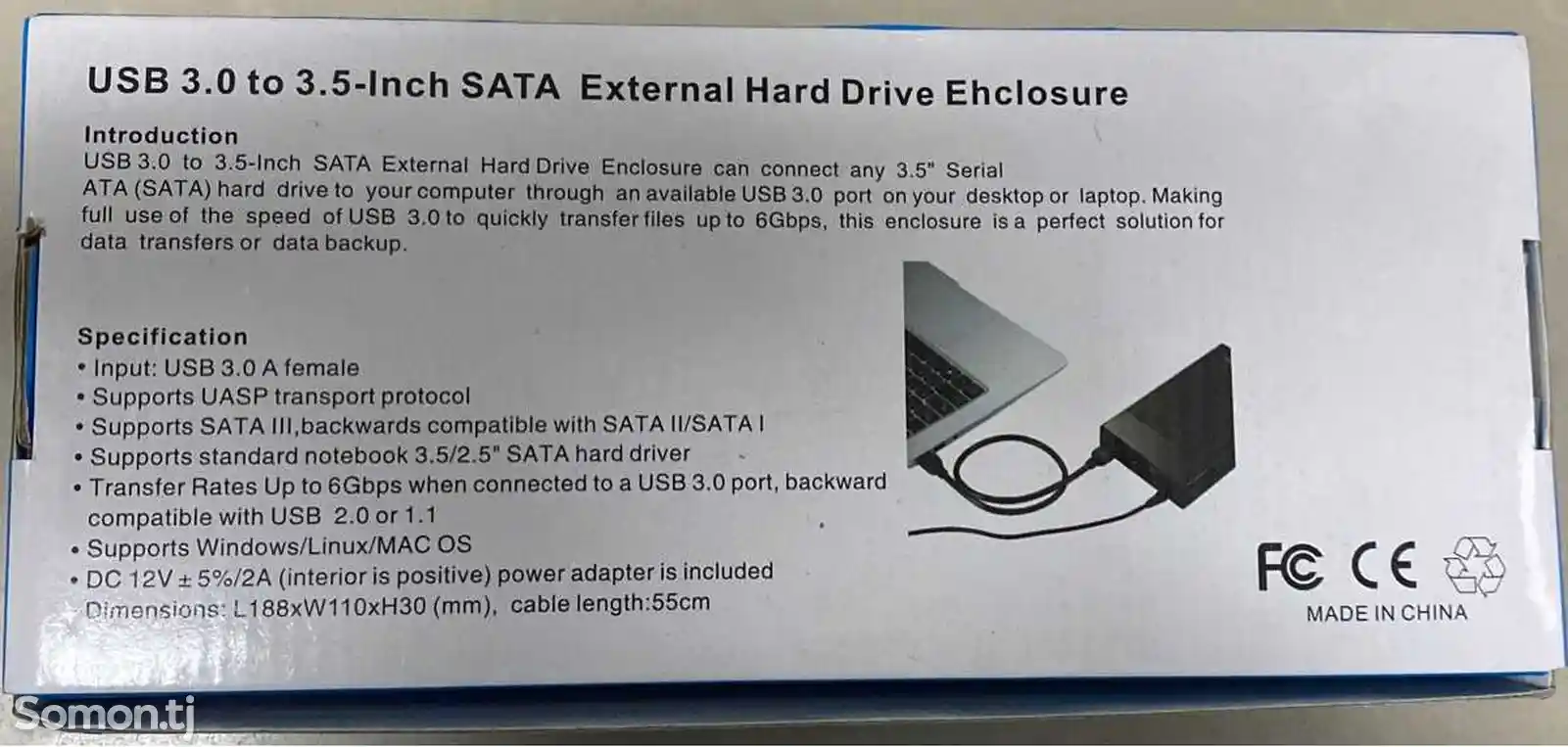 Внешний корпус бокс Sata USB3.0 для жесткого диска SSD HDD 3.5-2