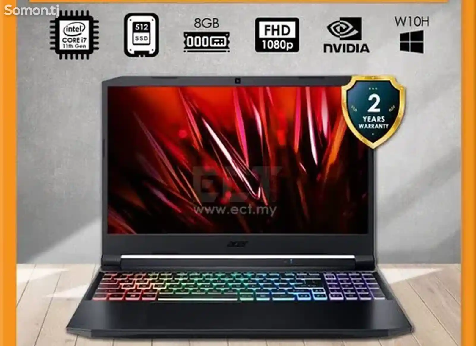 Игровой Ноутбук Acer Nitro 5 Core i7-11800H / RTX 3050Ti 4GB / 8GB / 512GB SSD-4