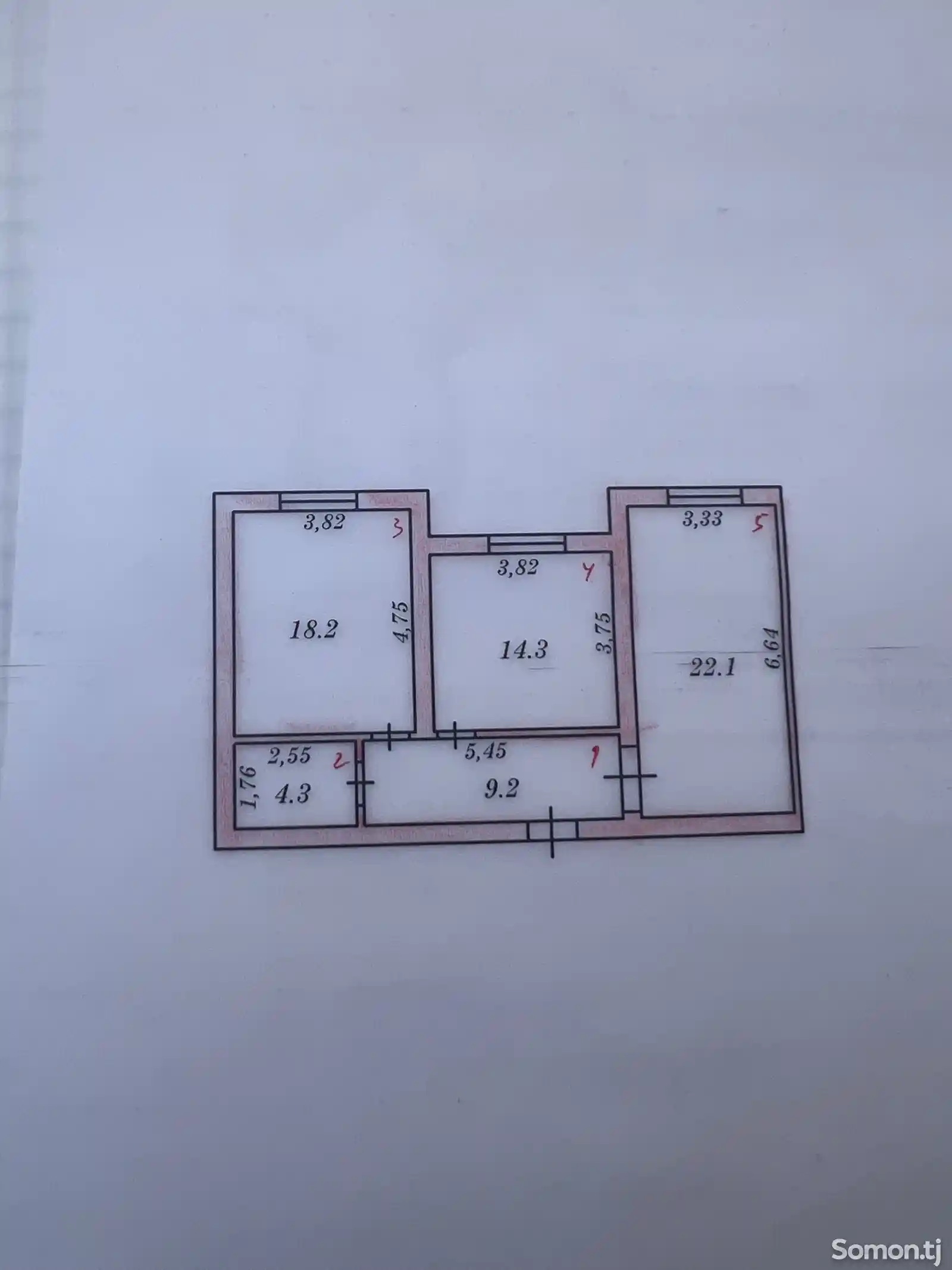 3-комн. квартира, 6 этаж, 68 м², 3 База, Поворот Аэропорта-15