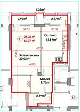 1-комн. квартира, 7 этаж, 55 м², Цирк-10