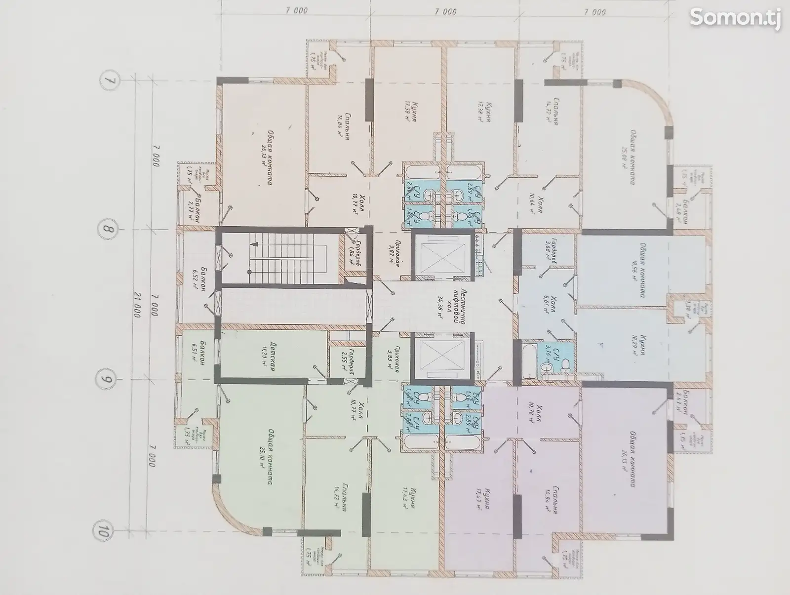 3-комн. квартира, 4 этаж, 100 м², Сино-1