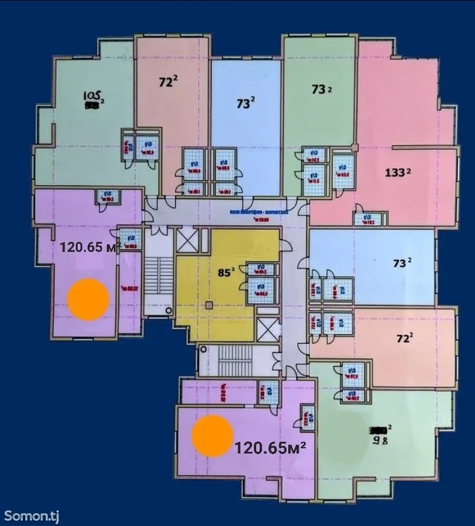 3-комн. квартира, 13 этаж, 120 м², Шохмансур-2