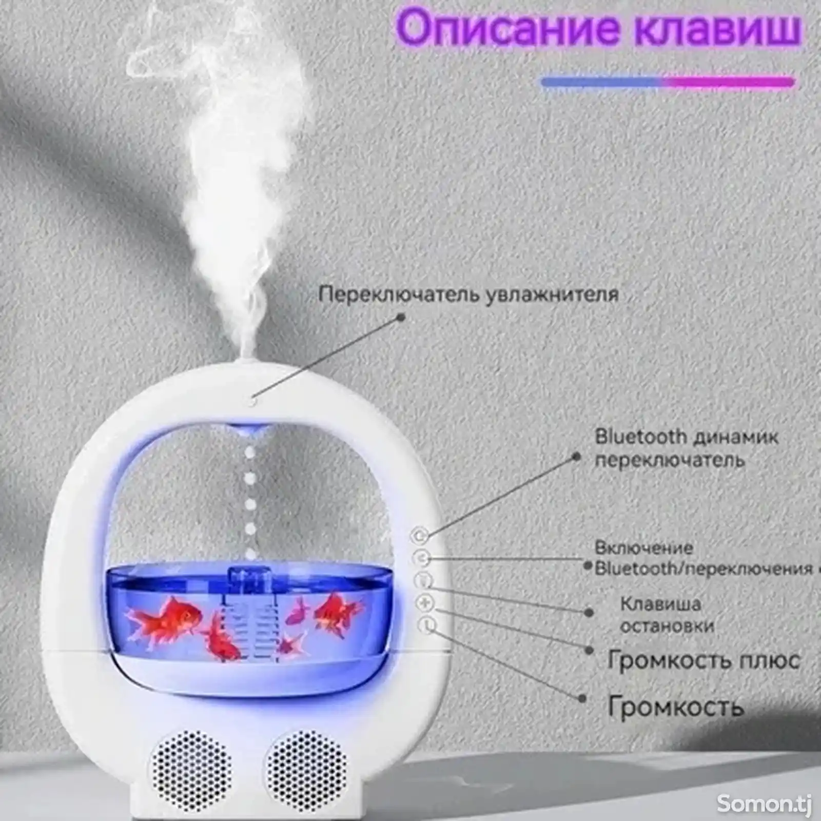 Антигравитационный увлажнитель воздуха Аквариум с Bluetooth колонкой-3
