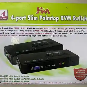 4-портовый тонкий настольный VGA KVM-коммутатор