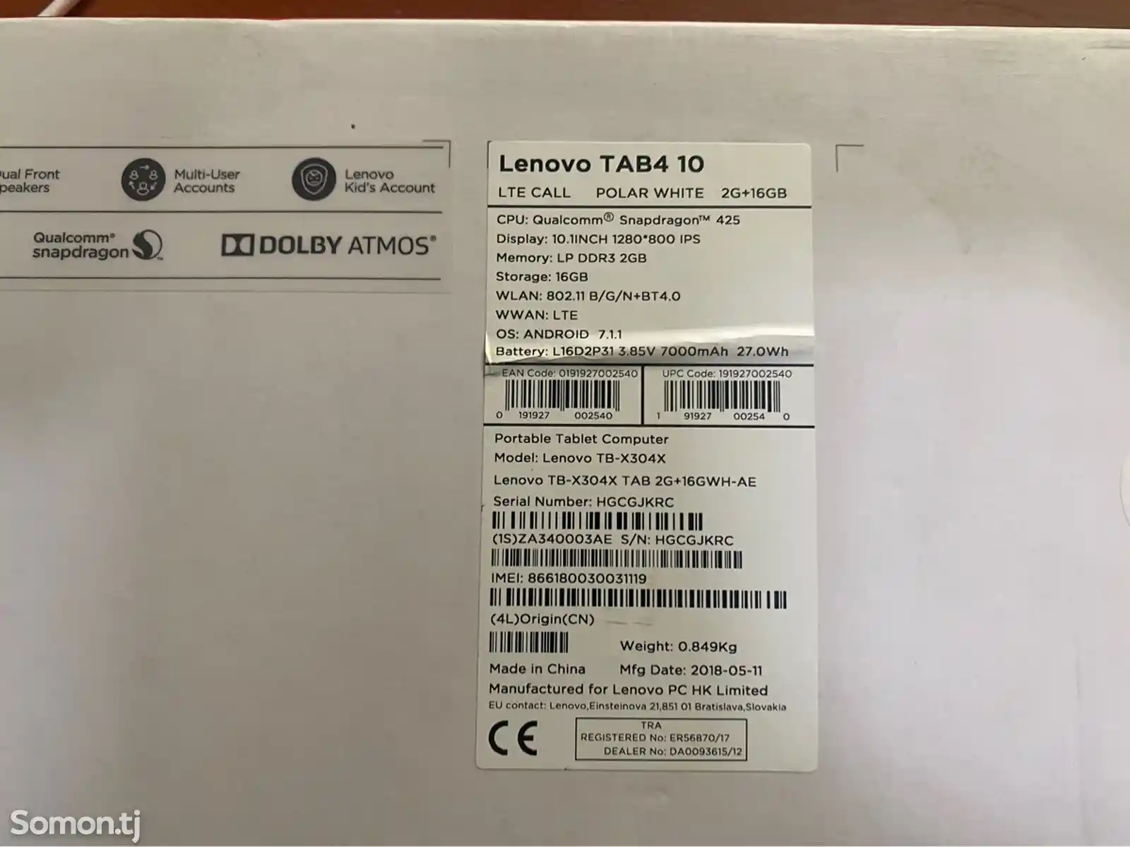 Планшет Lenovo TAB4 10-3