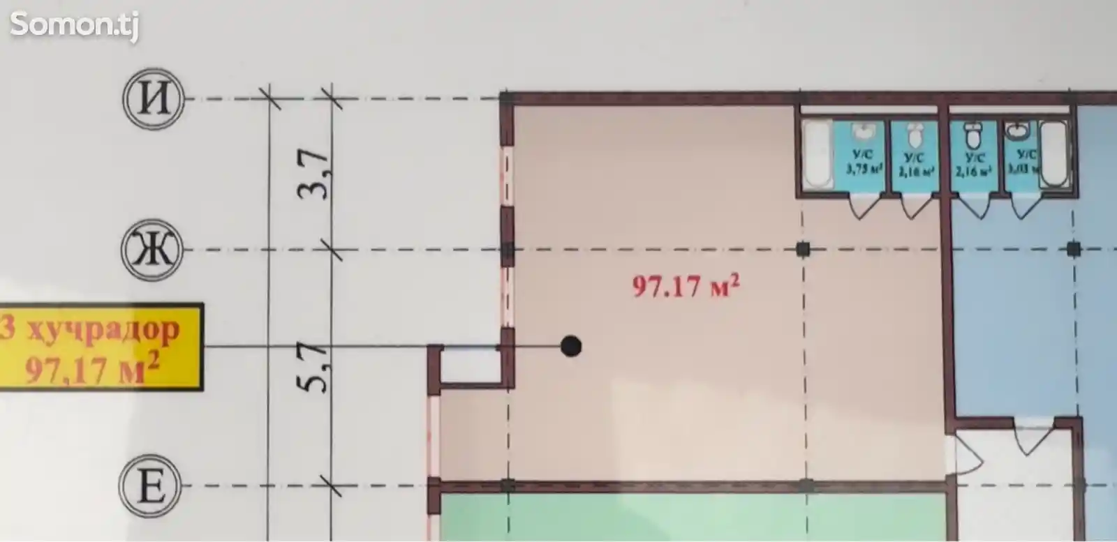 3-комн. квартира, 13 этаж, 97 м², Старий Аэропорт-1