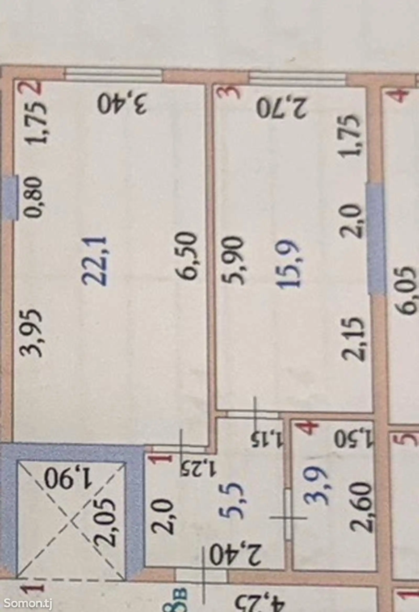 1-комн. квартира, 3 этаж, 48 м², 1- май-1