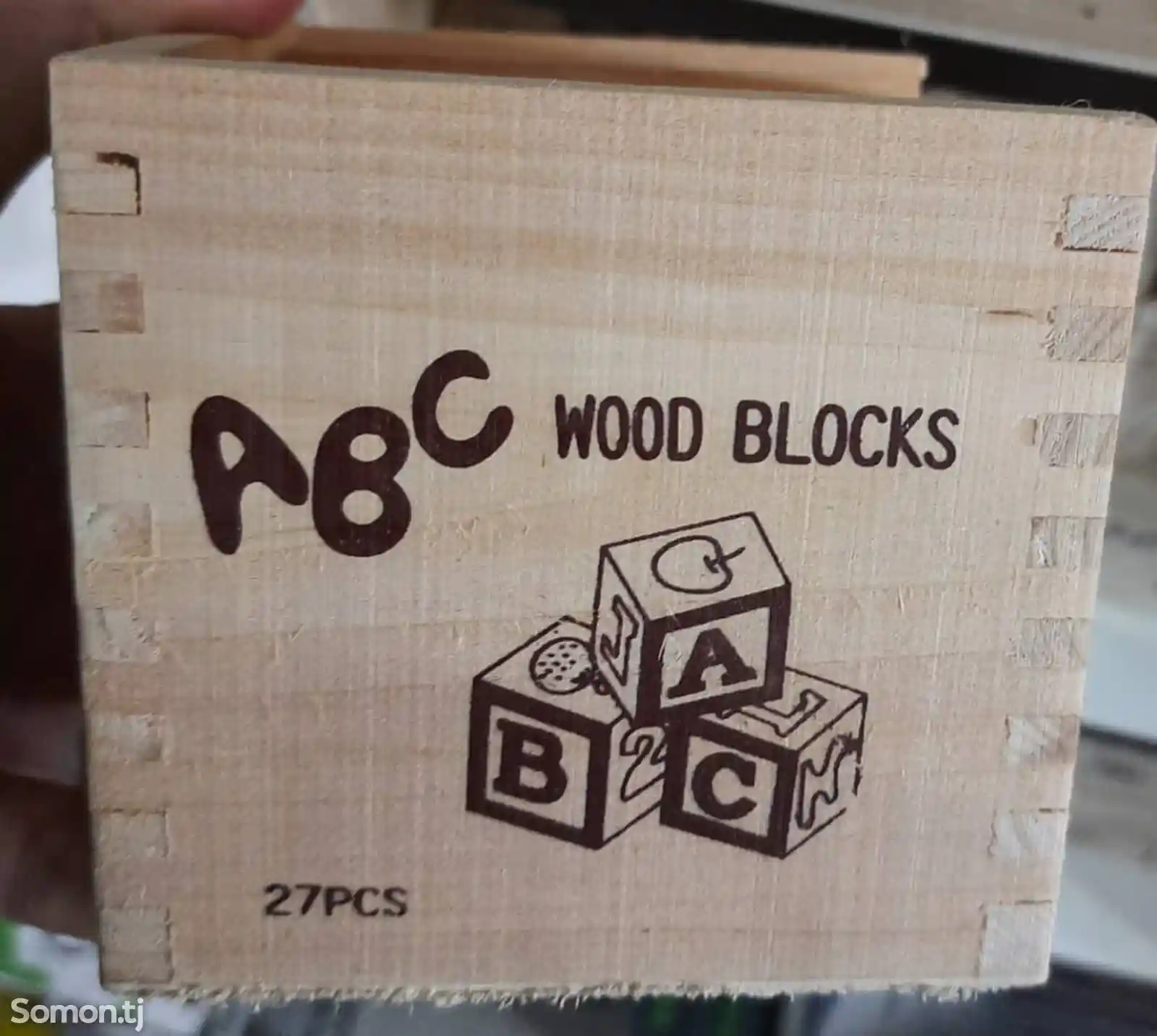 ABC Деревянные блоки. Кубики с буквами, рисунками и цифрами. 27-кубиков. 3,5х3,5-7