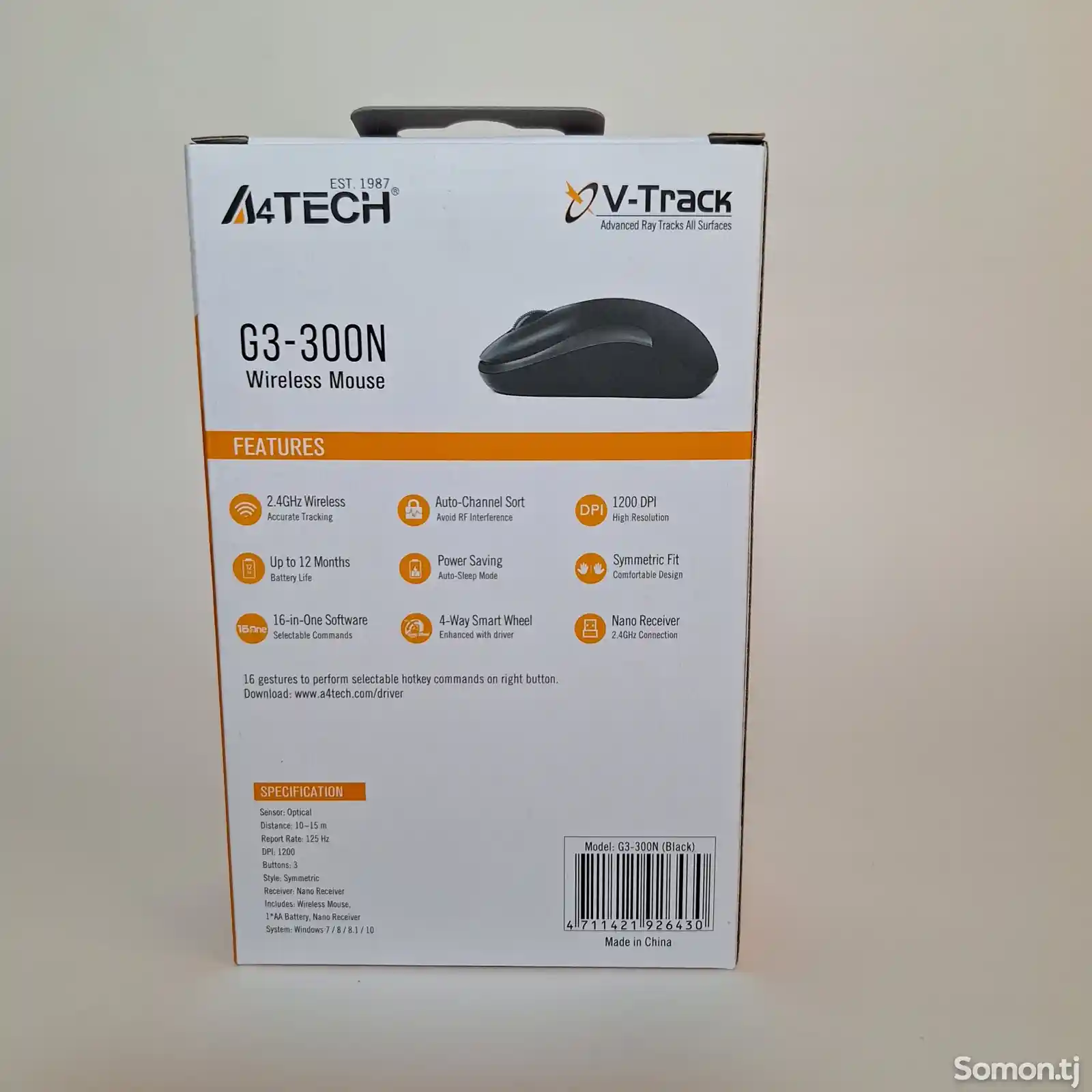 Мышка A4Tech G3-300N Black USB V-Track-2