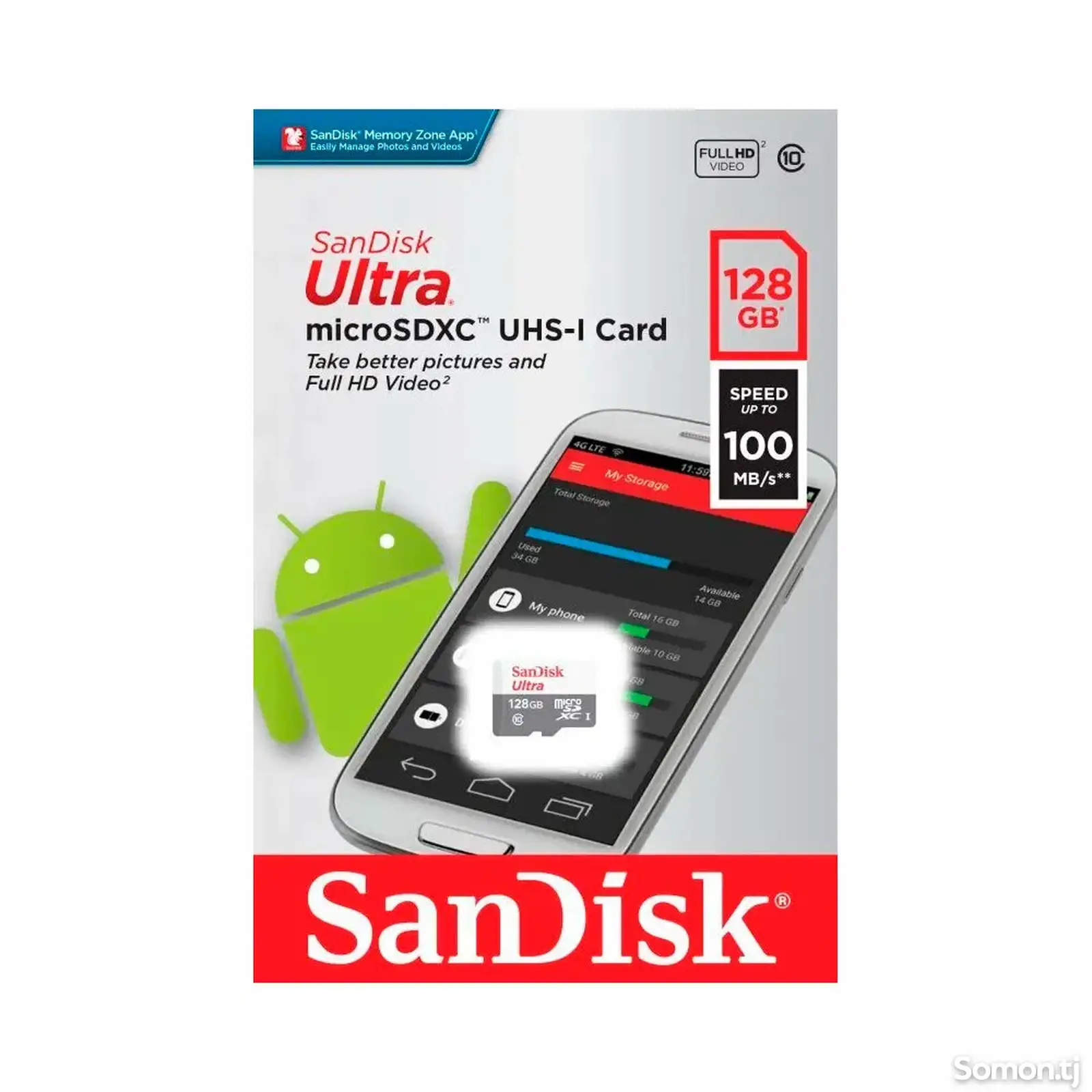 Карта памяти Sandisk micro 128Gb Ultra Class-1