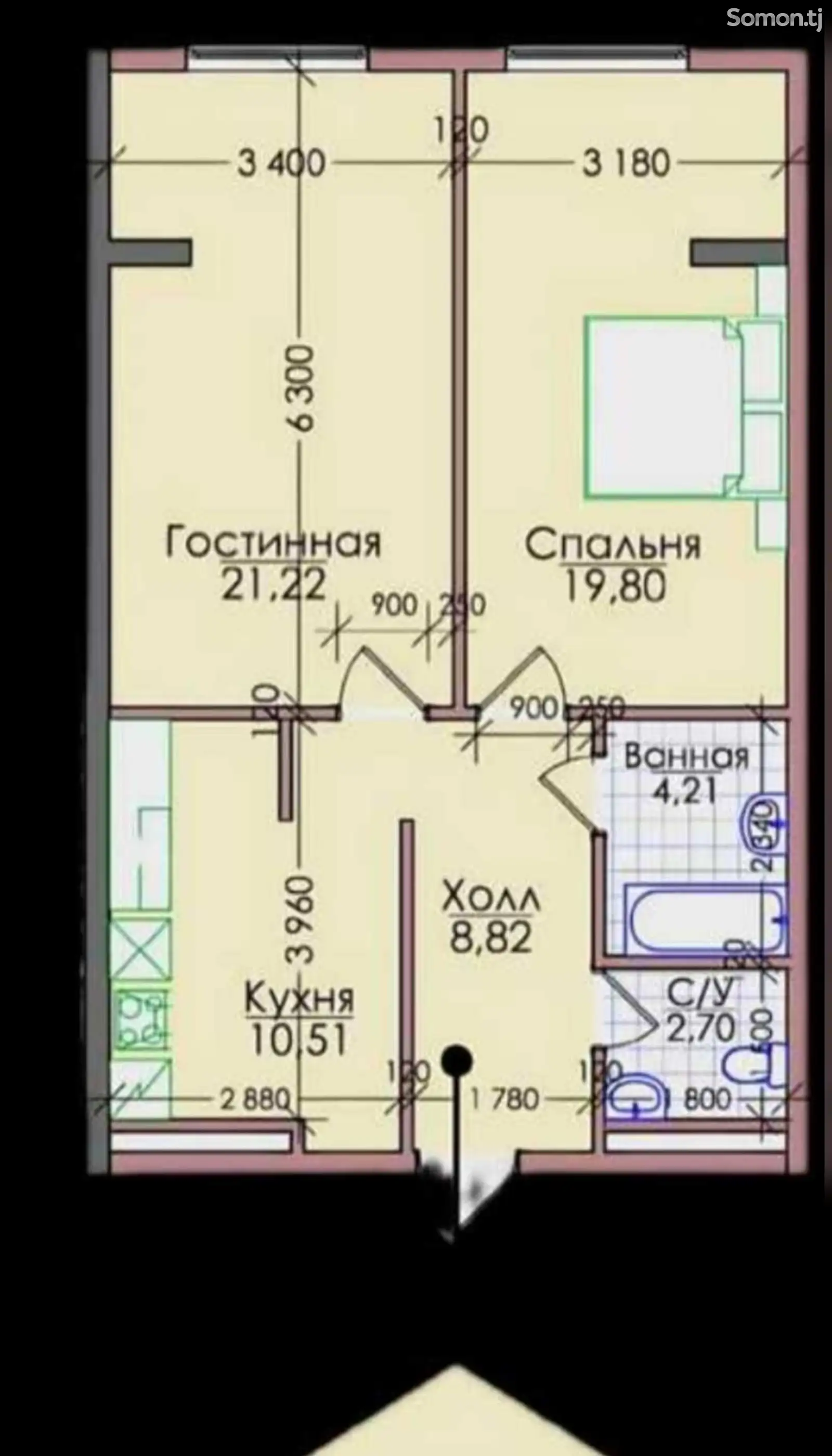 1-комн. квартира, 13 этаж, 68 м², 92 мкр-1