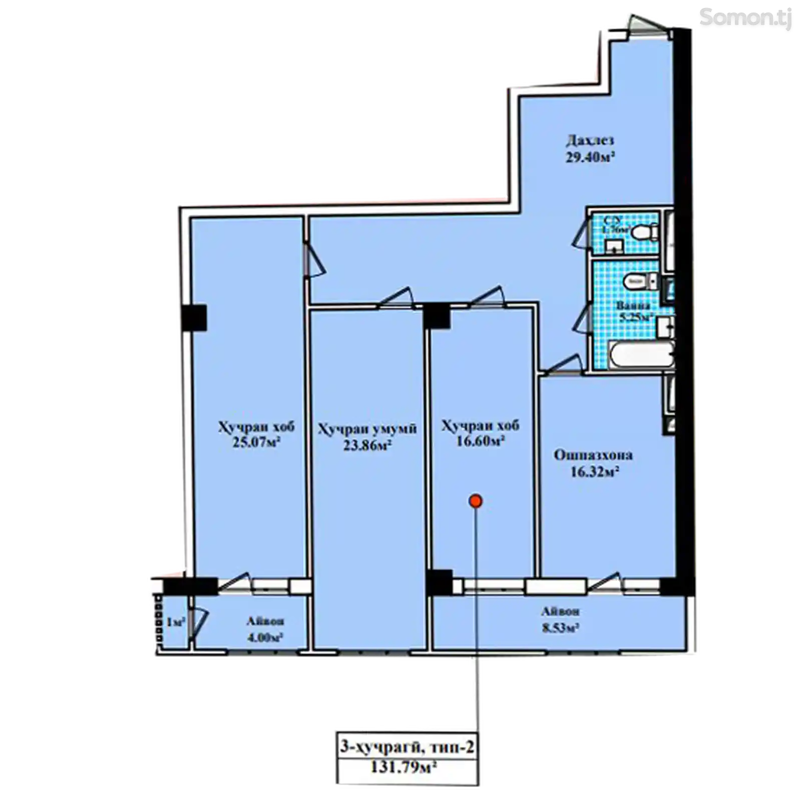 2-комн. квартира, 16 этаж, 132 м², И.Сомони-4