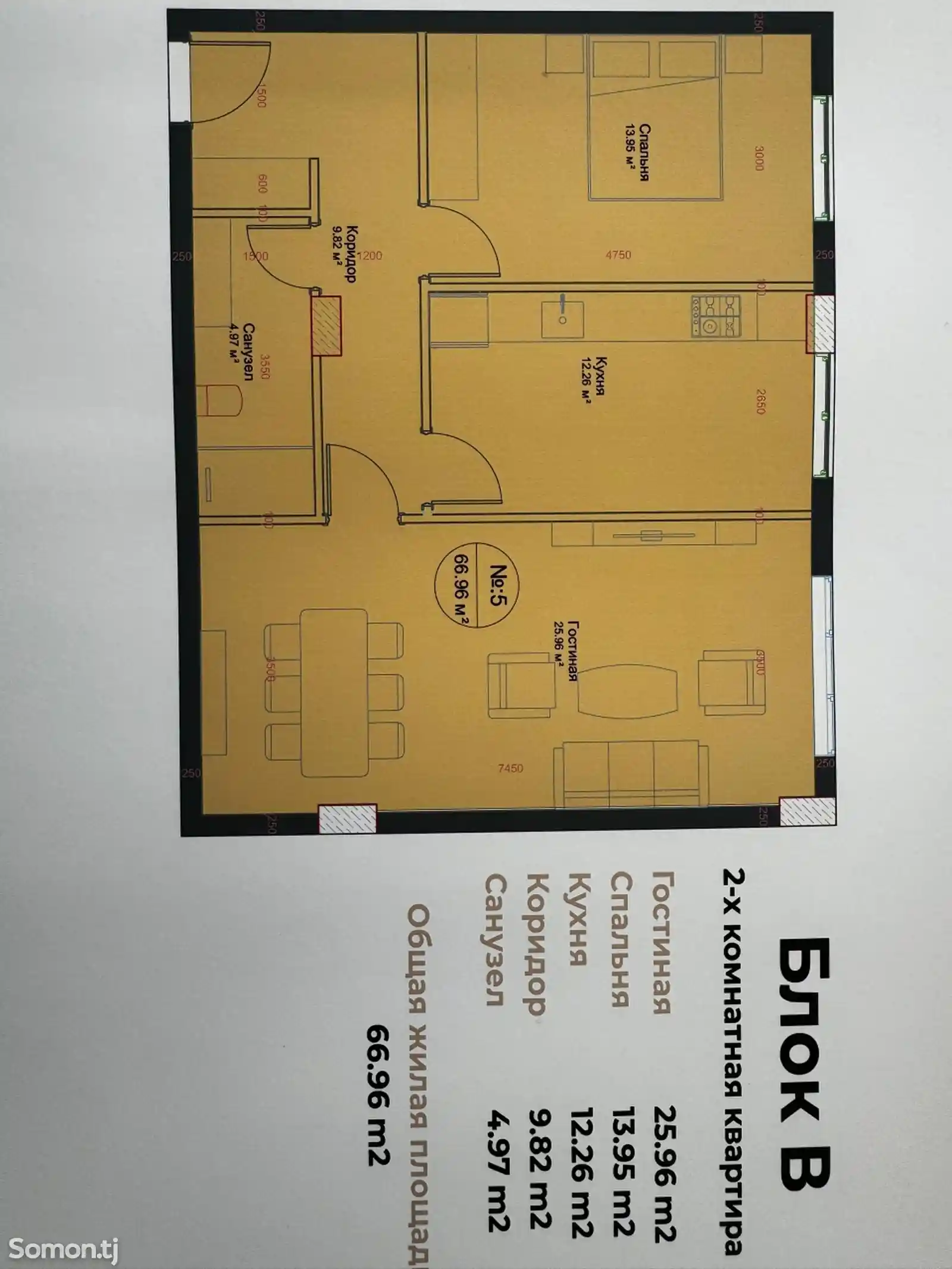 2-комн. квартира, 16 этаж, 59 м², Шохмансур-6