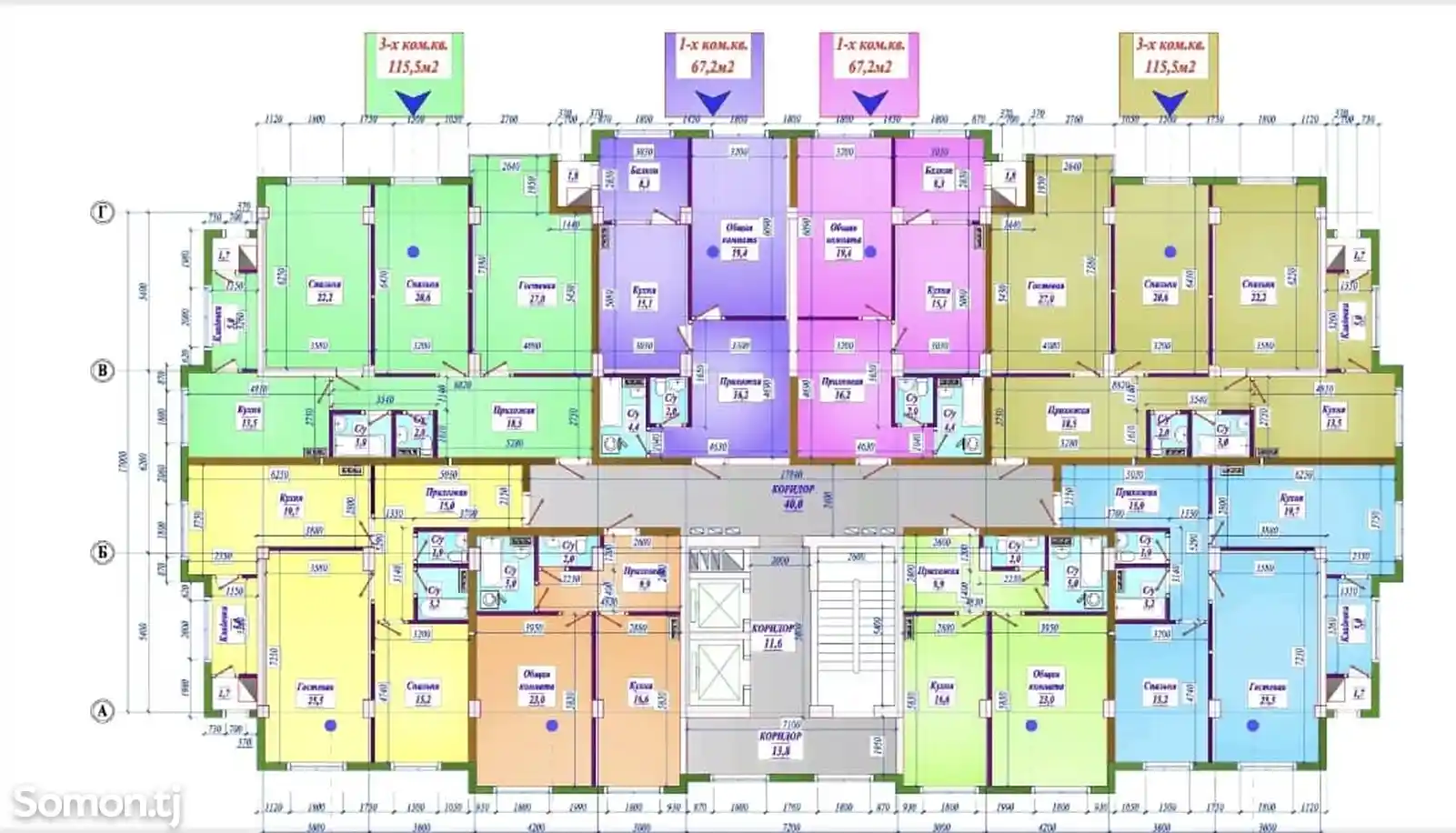 2-комн. квартира, 5 этаж, 67 м², Исмоили Сомони-5