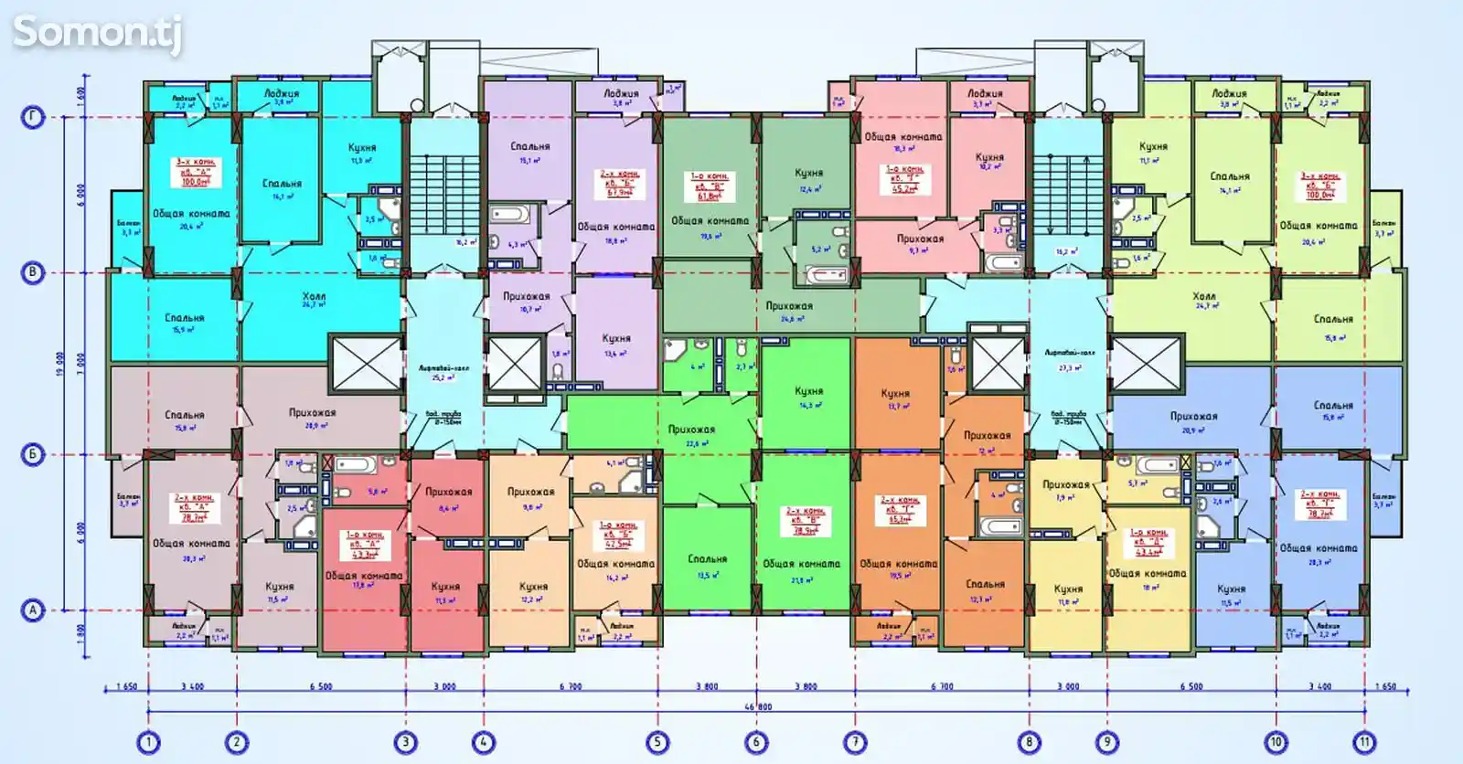 1-комн. квартира, 3 этаж, 43 м², 12мкр-5