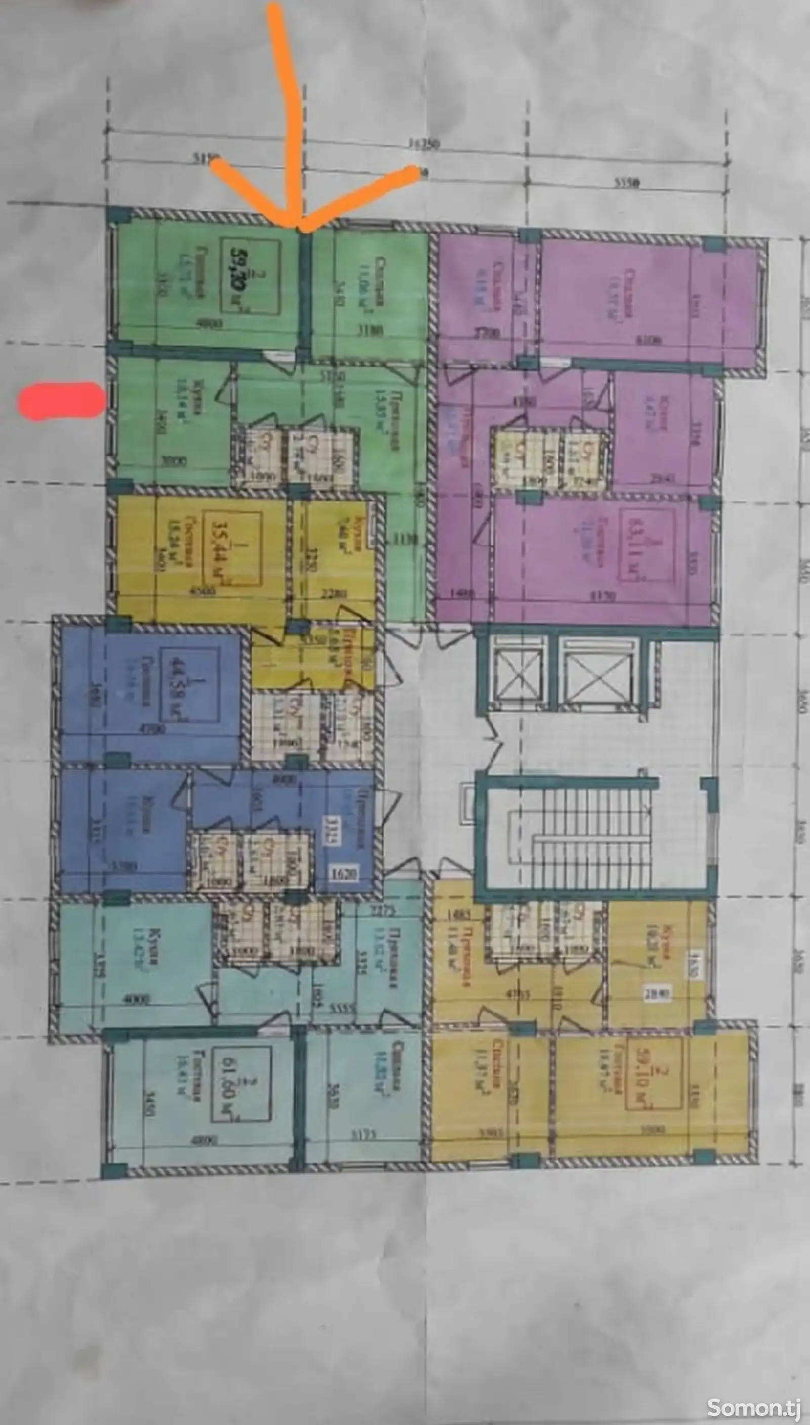 2-комн. квартира, 6 этаж, 60 м², Фирдавси, Корвон сити-1