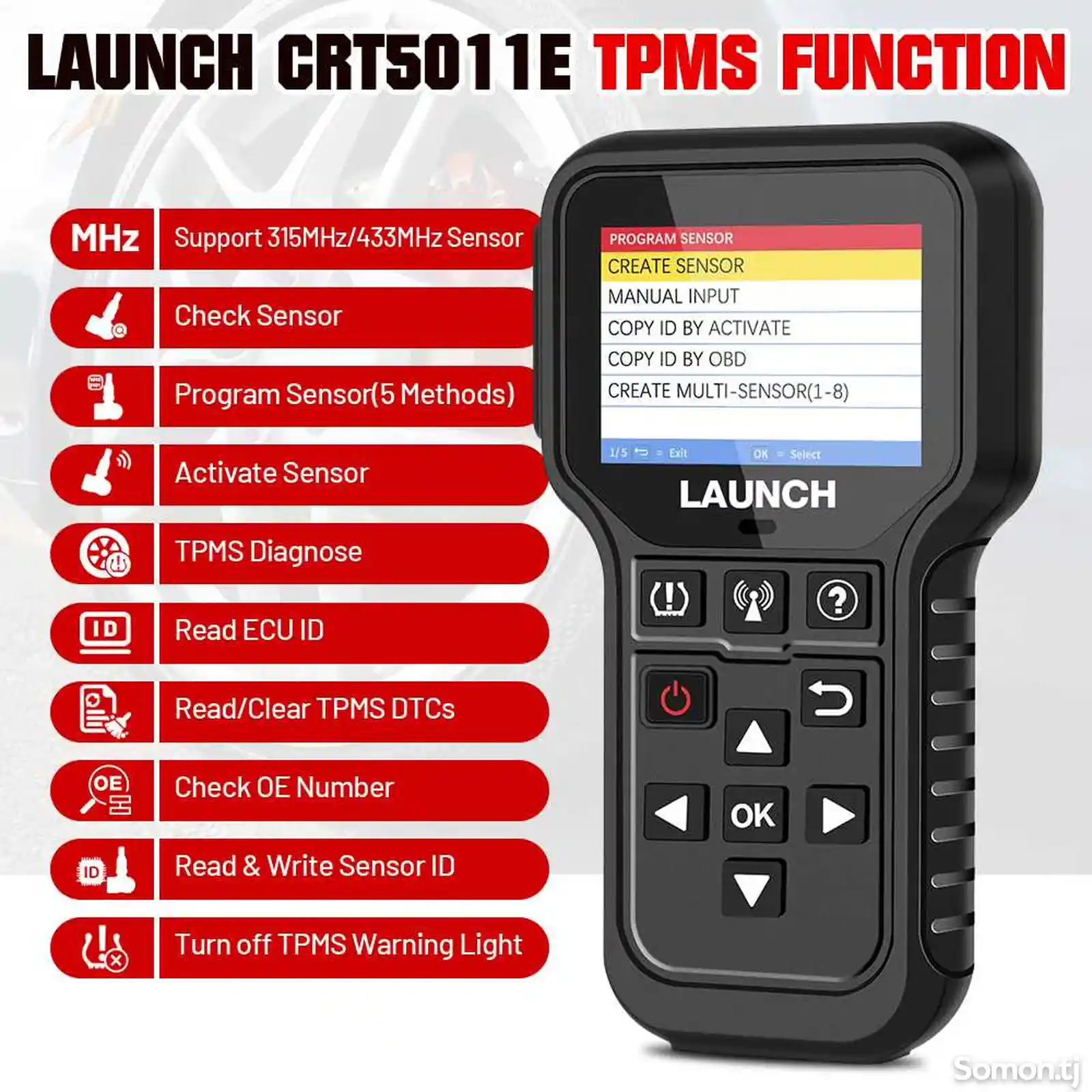 Launch CRT501 Инструмент активации и диагностики датчиков давления TPMS-8