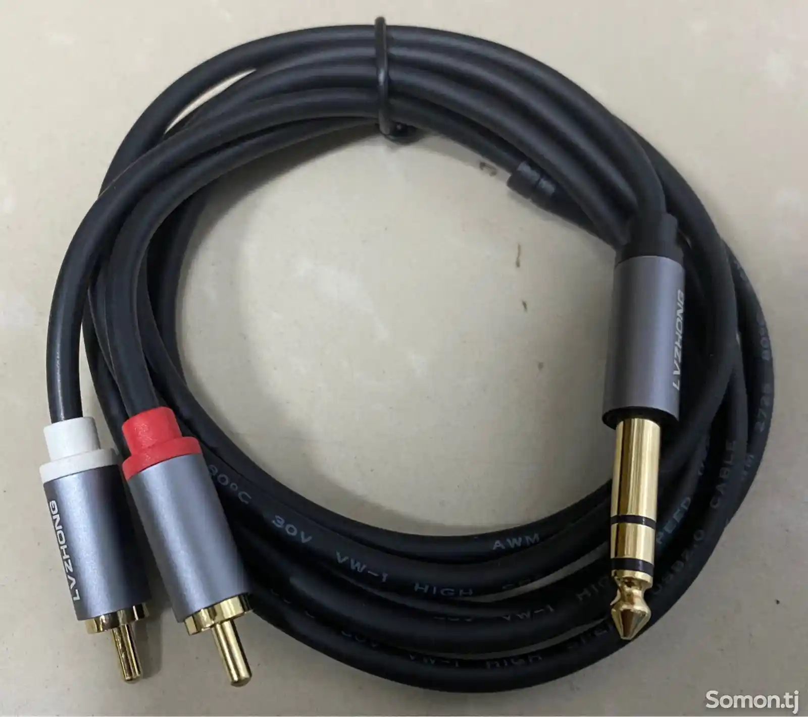 Кабель 2x RCA - 1x JACK 6,3 ММ-1