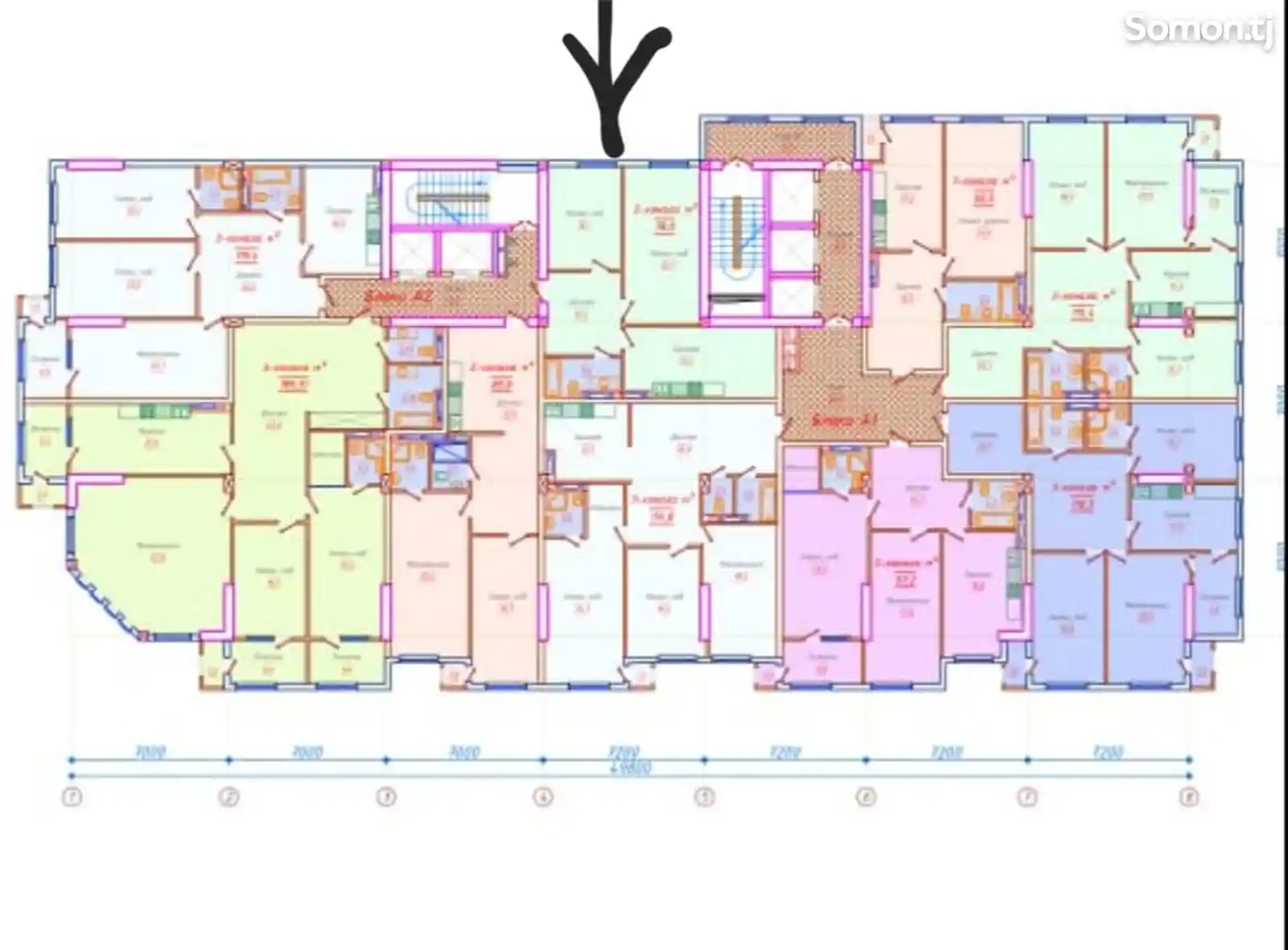 3-комн. квартира, 9 этаж, 78 м², Сино-1