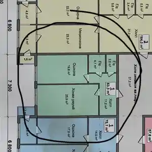 1-комн. квартира, 10 этаж, 63 м², Шохмансур