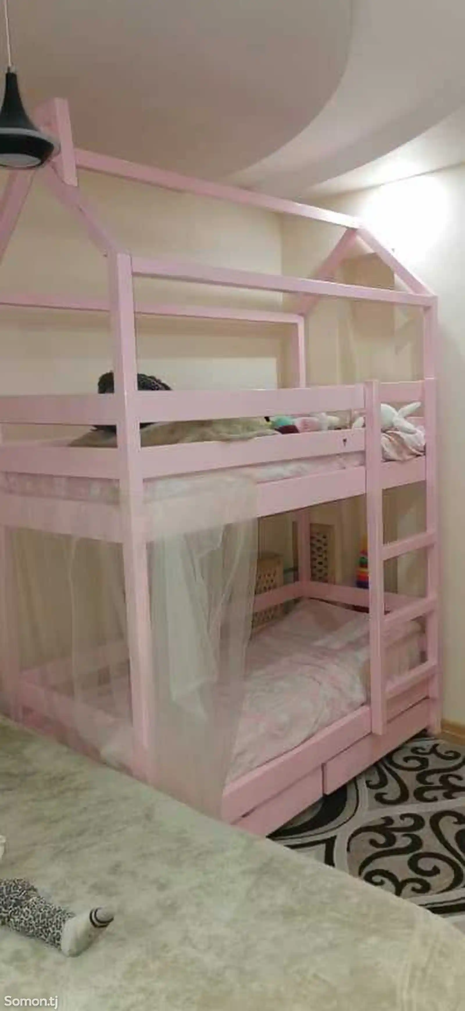 Детская двухъярусная кровать домик-7
