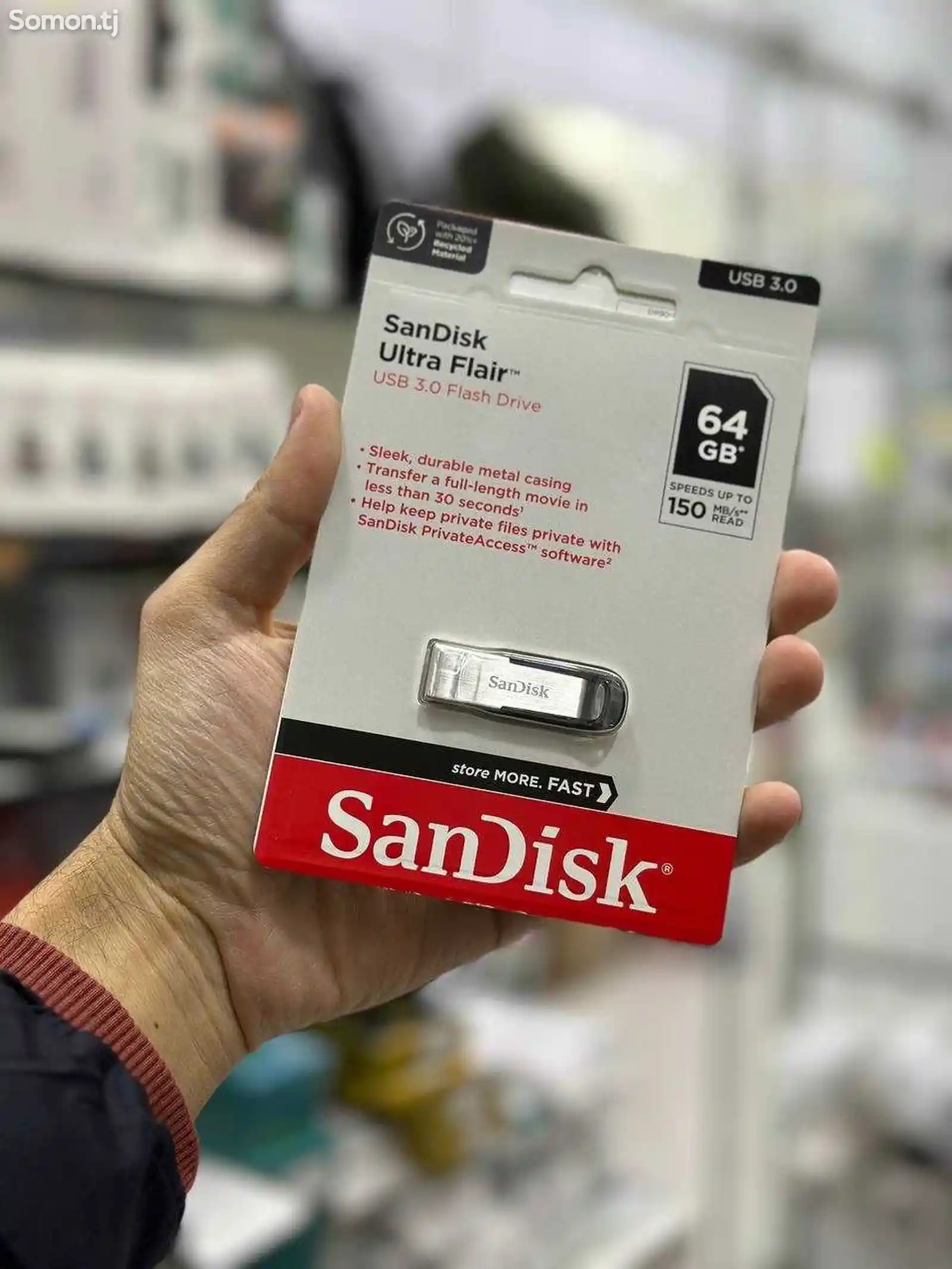 Флешка Sandisk ultra flair USB 3.0, 64гб