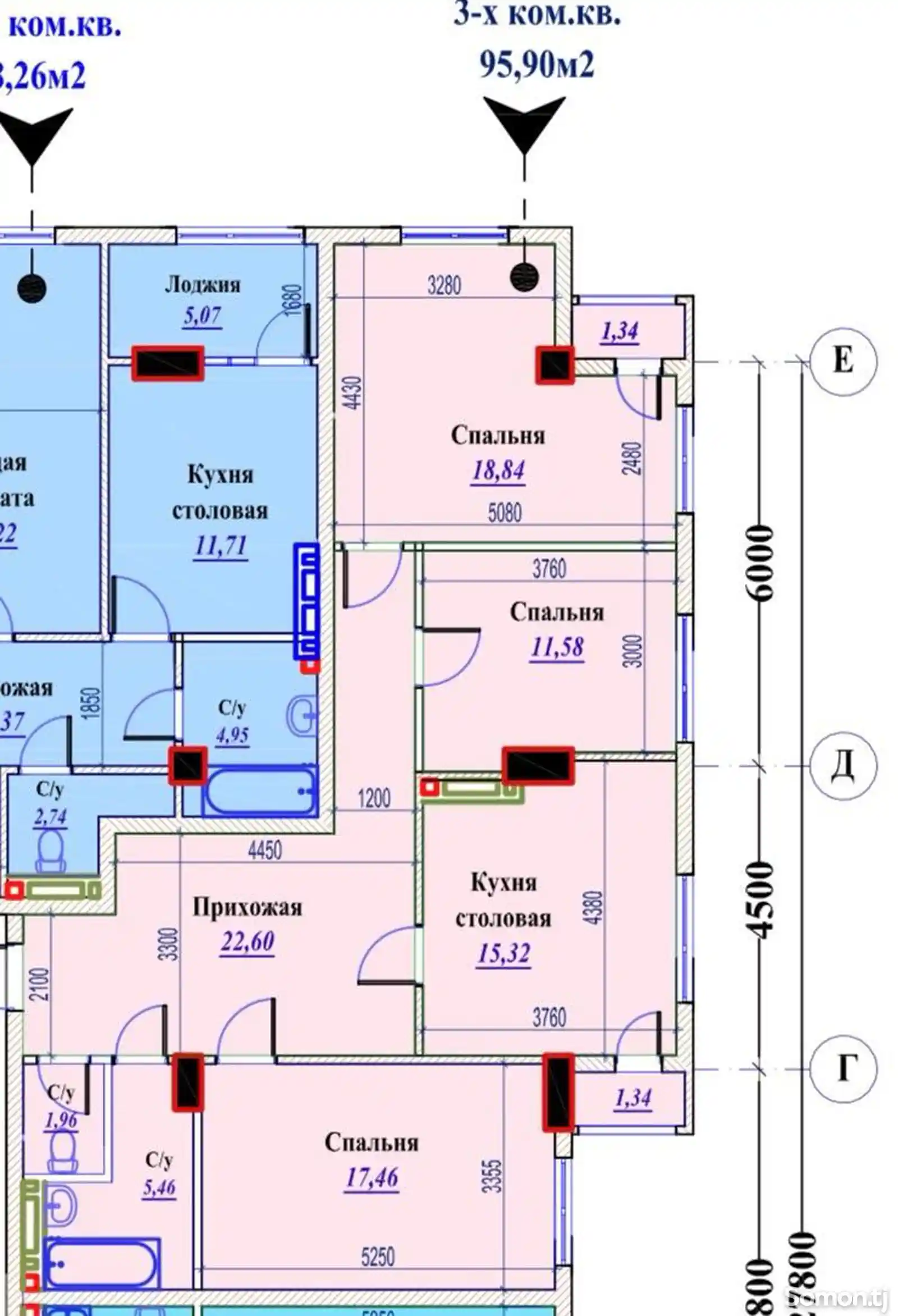 3-комн. квартира, 14 этаж, 96 м², Зелёный базар, City New-14