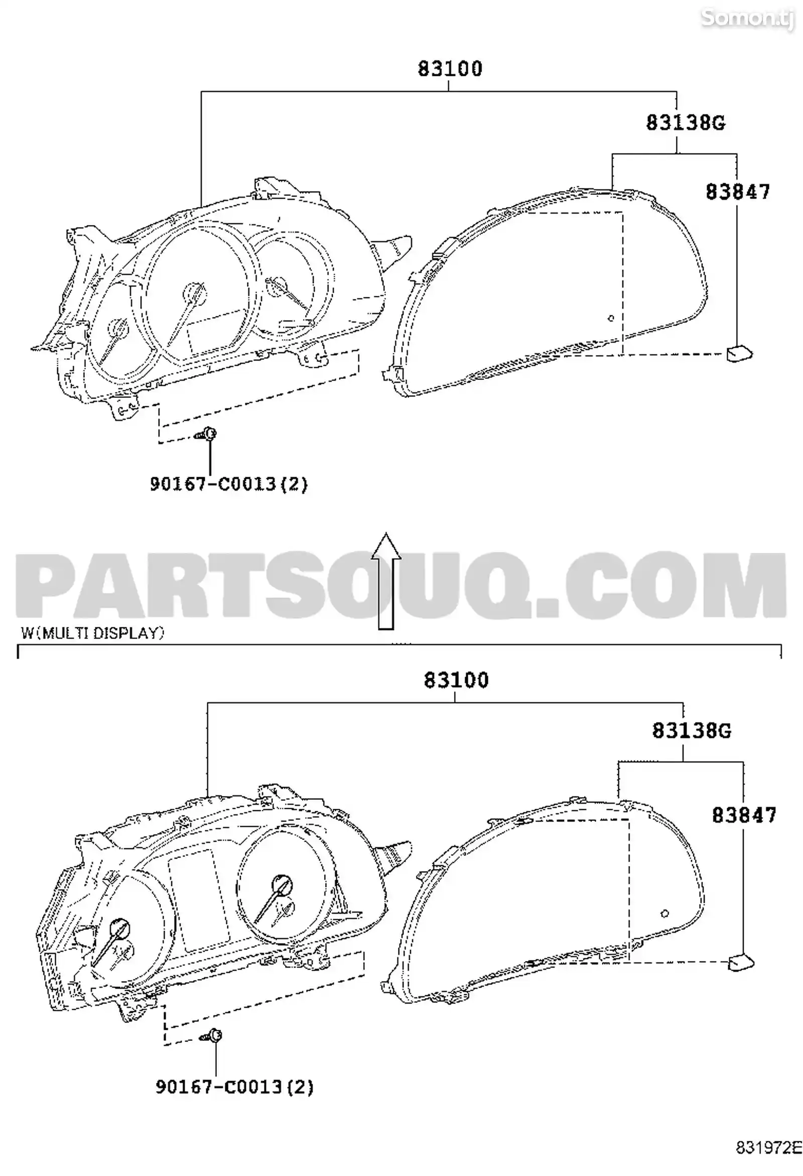 Стекло для панели приборов Toyota Corolla-3