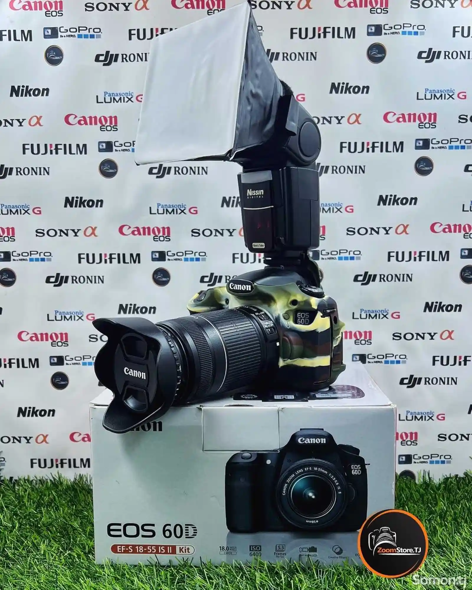 Фотоаппарат Canon 60D + объектив 55-250mm + вспышек-1