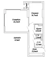 2-комн. квартира, 5 этаж, 61 м², шохмансур-2