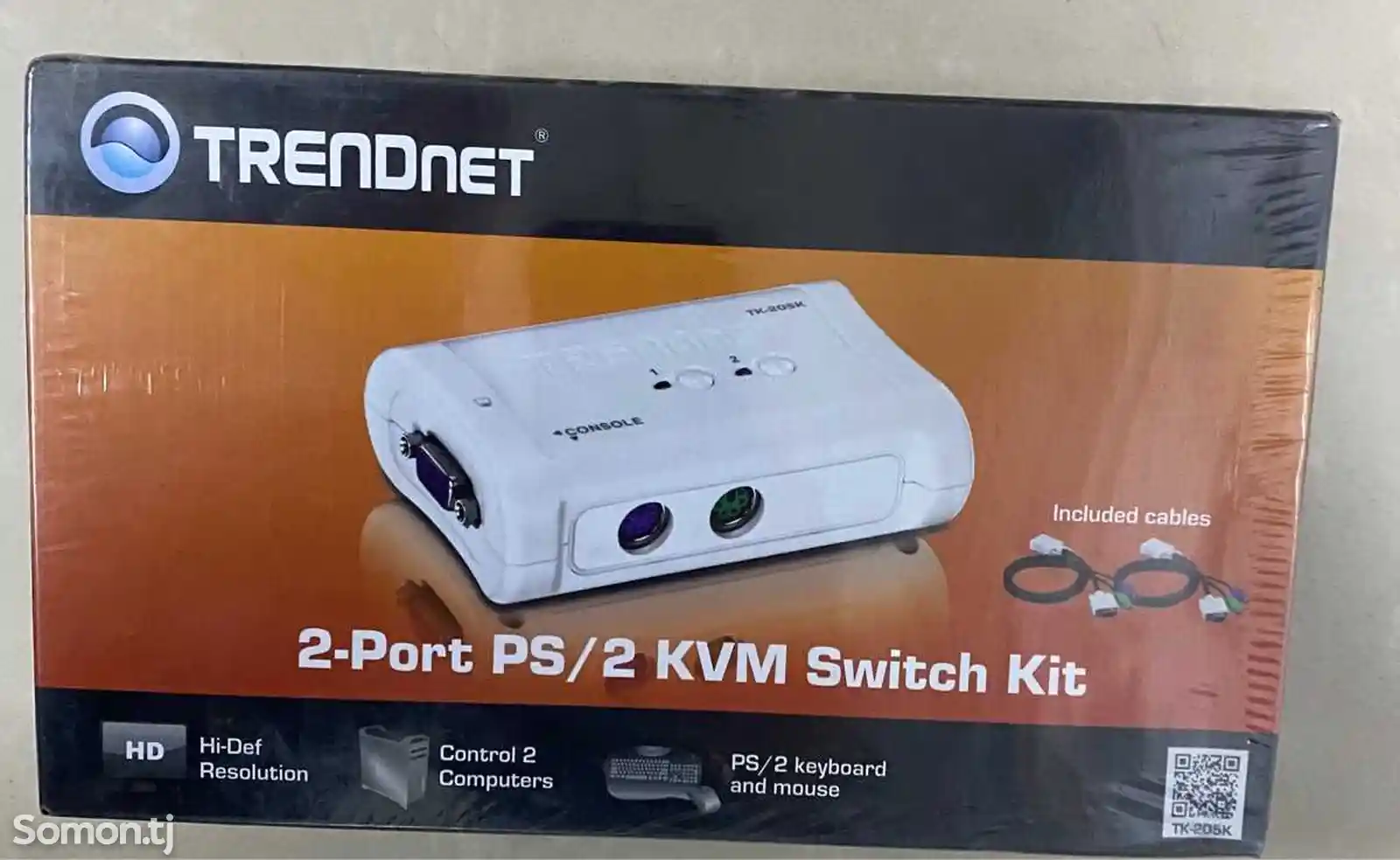 Trendnet 2-портовый PS2 KVM-коммутатор и комплект кабелей, TK-205k-1
