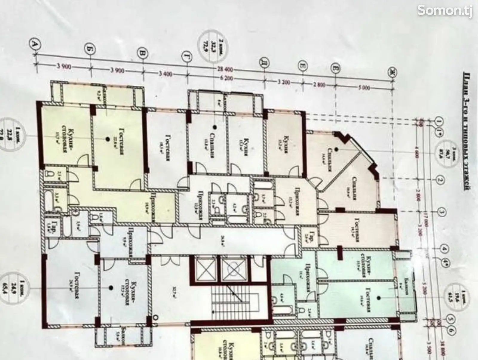 2-комн. квартира, 5 этаж, 72 м², 20 мкр ♧Рахими♧-4