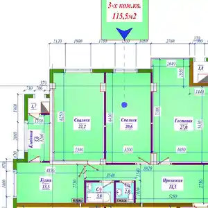 3-комн. квартира, 2 этаж, 115 м², Исмоили Сомони