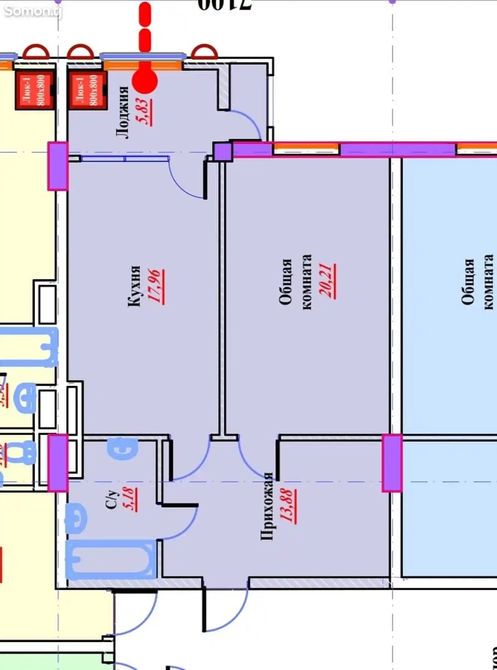 2-комн. квартира, 16 этаж, 64 м², 82 мкр-12