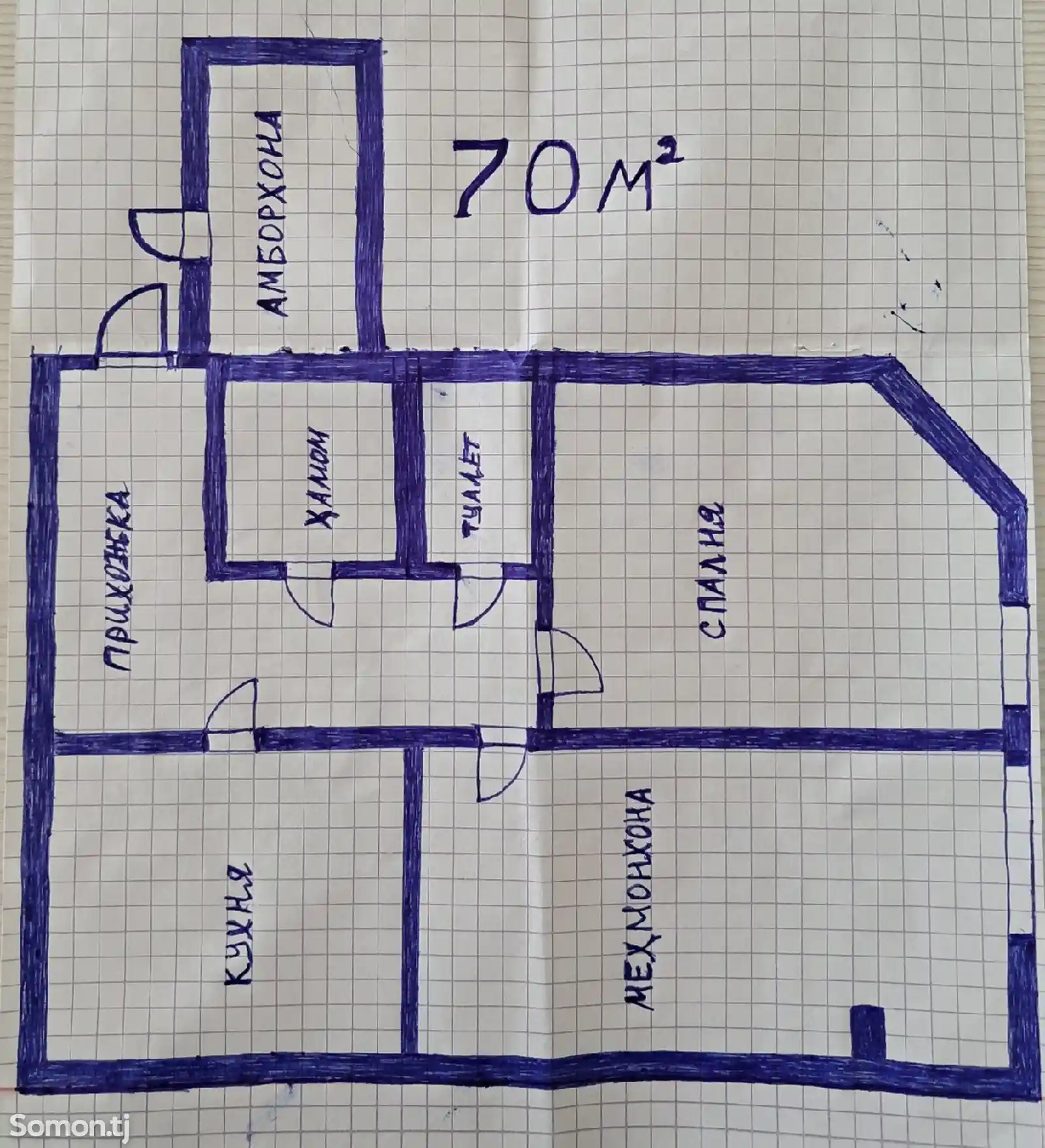 2-комн. квартира, 2 этаж, 70 м², Сино Зарафшон-2