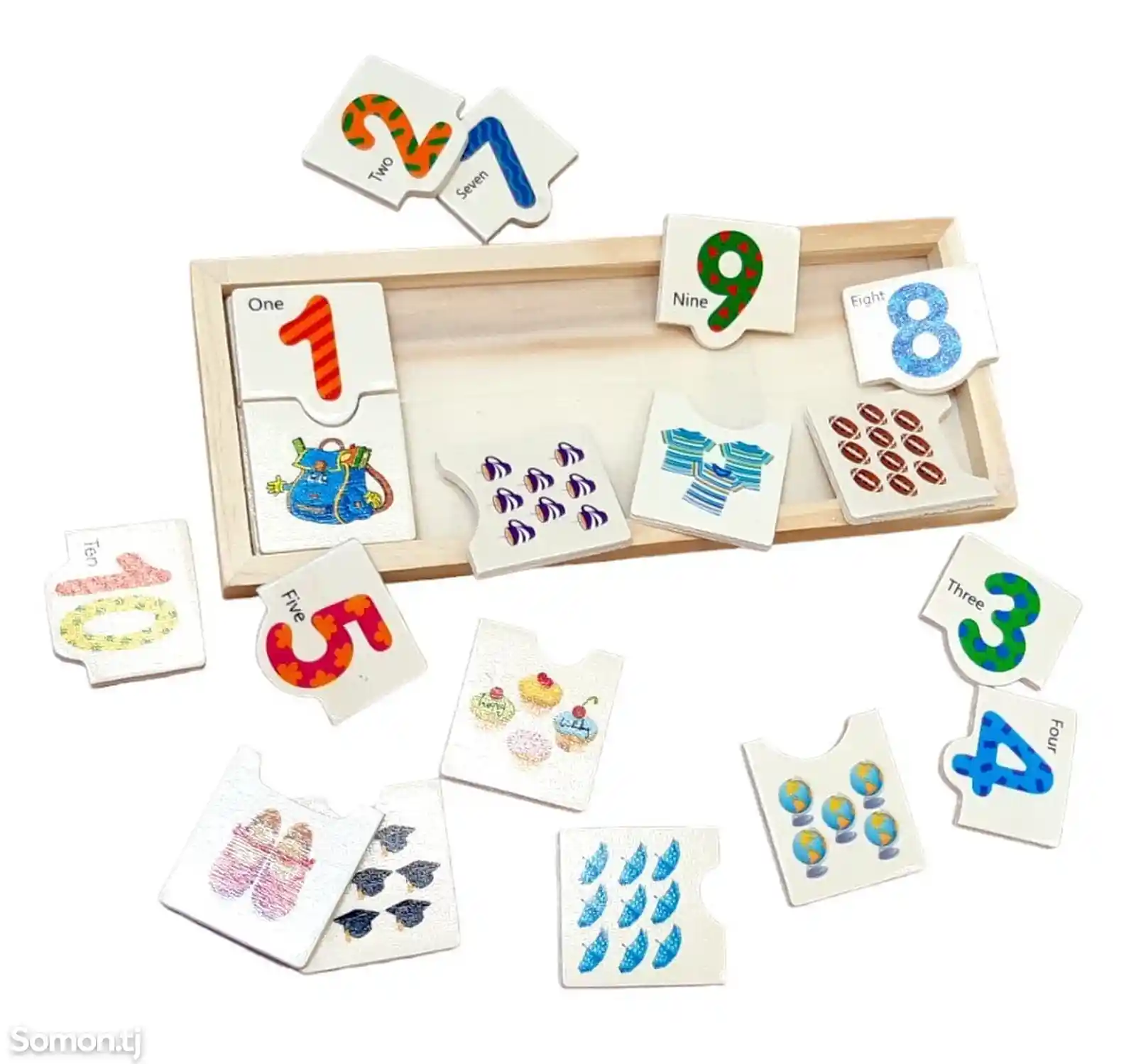 Игрушки домино Цифры-предметы-10