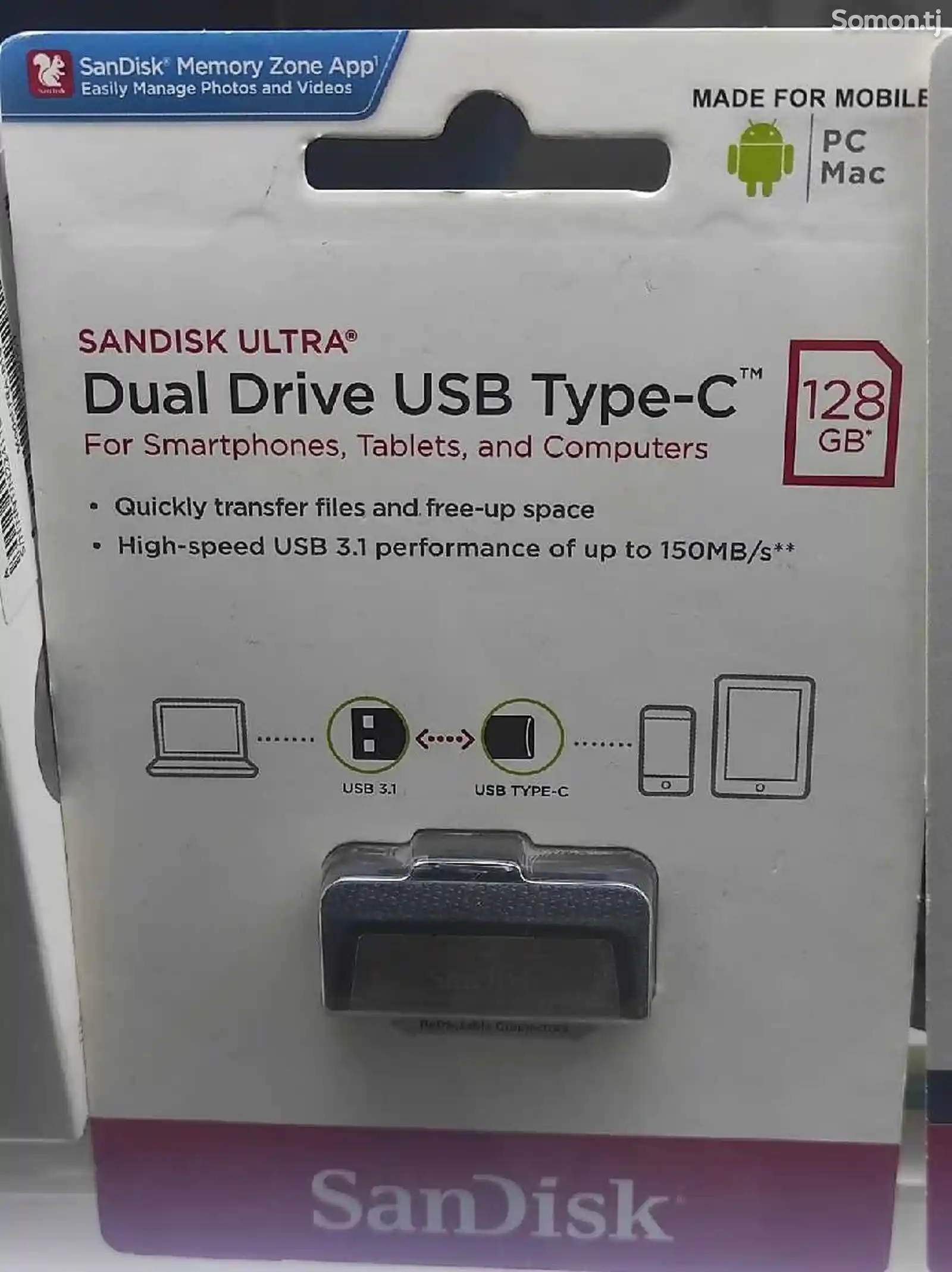 Флешка SanDisk Ultra Dual Drive USB Type-C 128ГБ-1