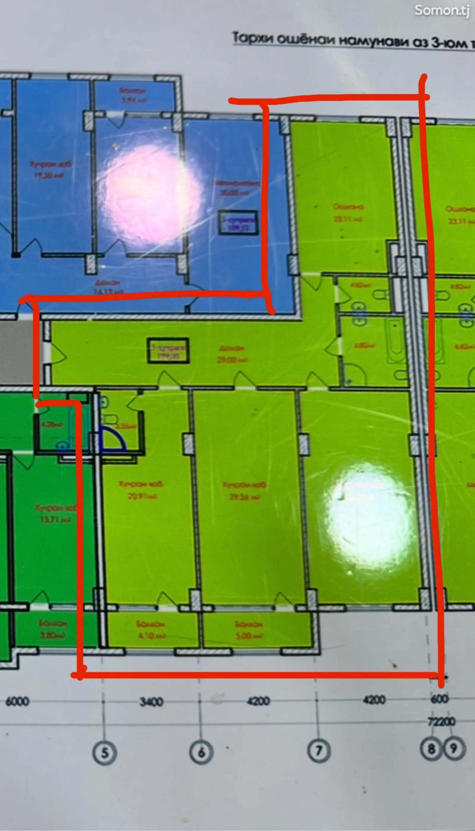 3-комн. квартира, 7 этаж, 159 м², Улица Пушкина 46, Центр, Район Исмоили Сомони-11