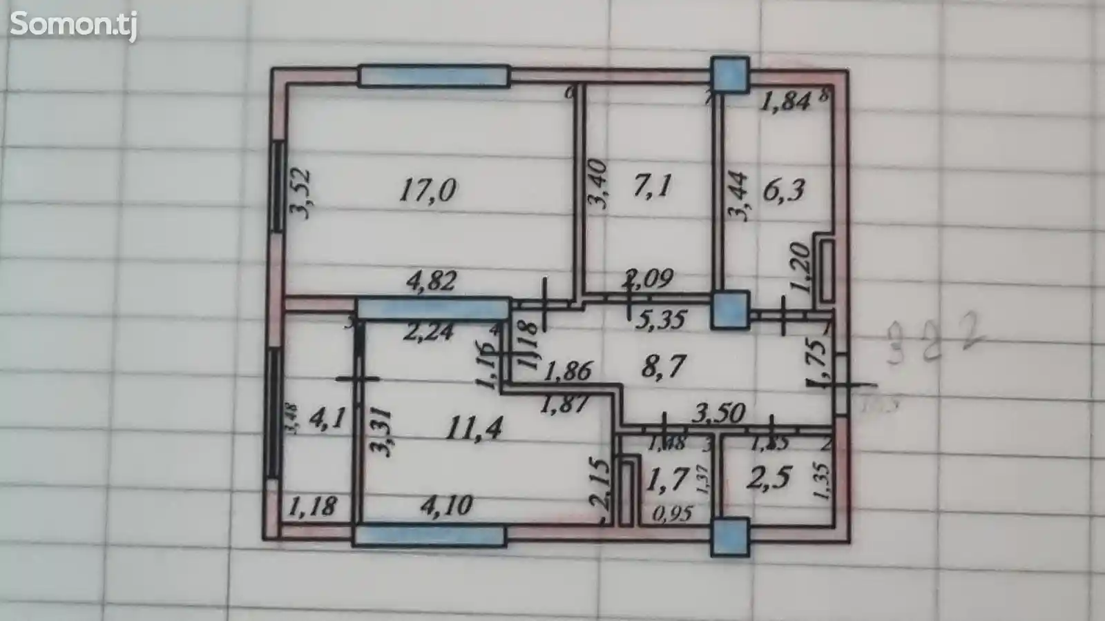 3-комн. квартира, 12 этаж, 61 м², Сино-2