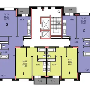 2-комн. квартира, 11 этаж, 54 м², гардиши Ленинград