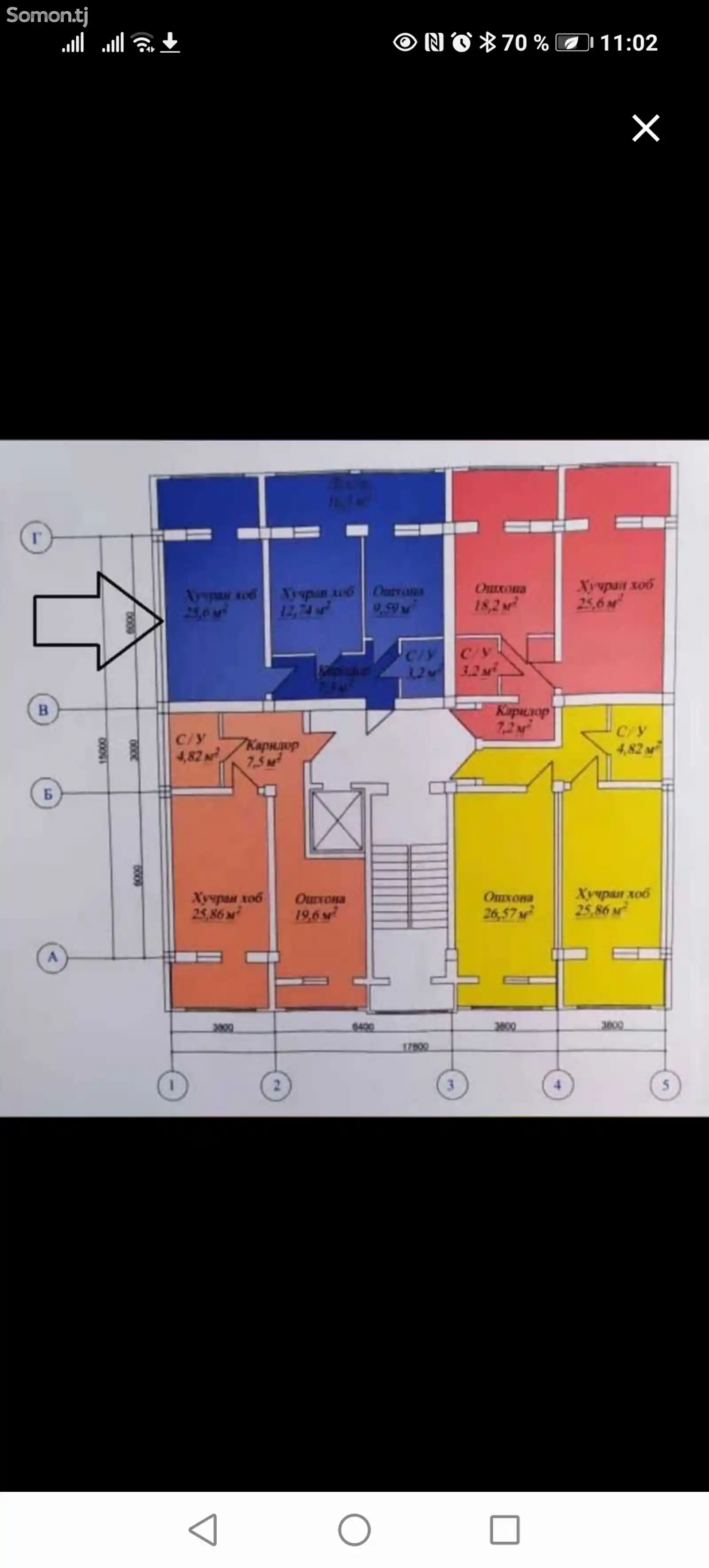 2-комн. квартира, 8 этаж, 73 м², Стадион-3