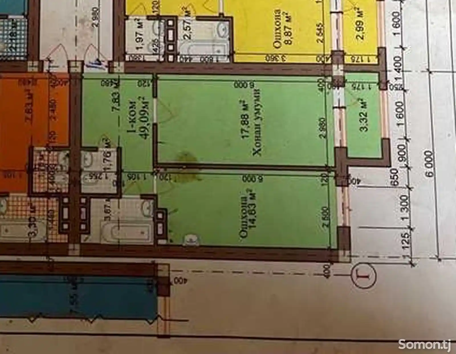 2-комн. квартира, 2 этаж, 50 м², н рудаки-4