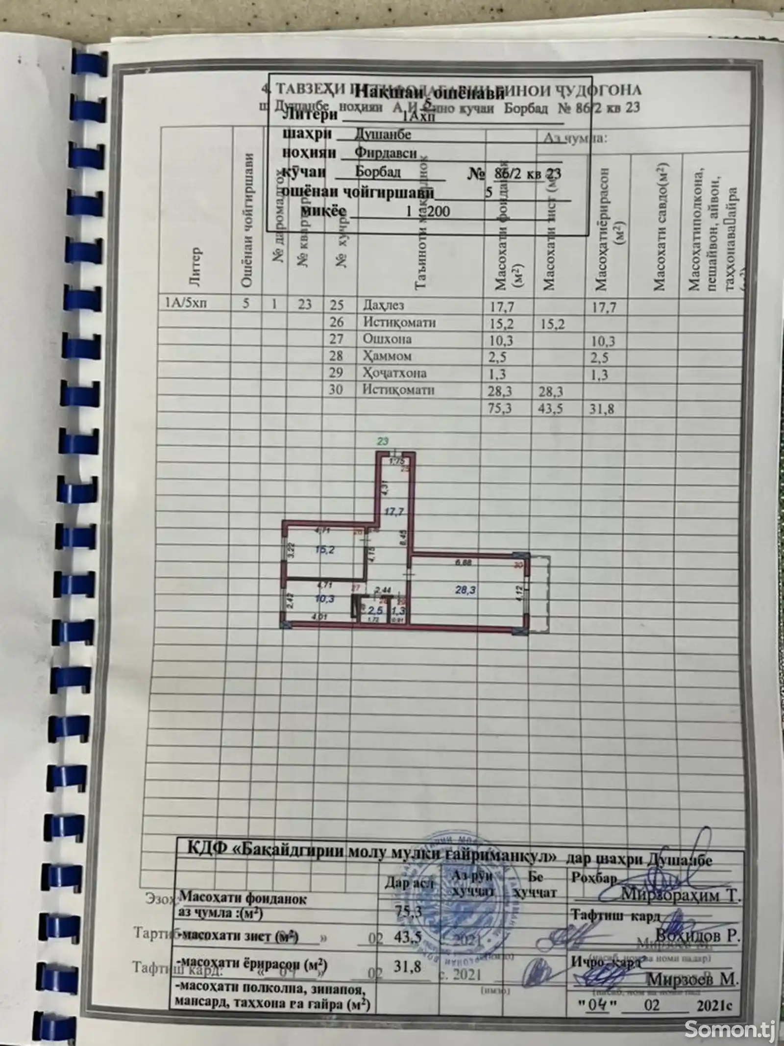 2-комн. квартира, 5 этаж, 75 м², Сино-9