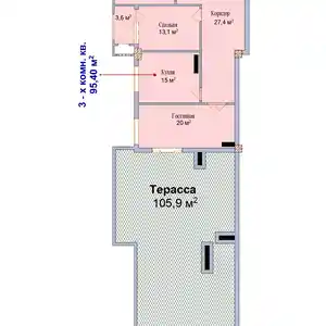 3-комн. квартира, 16 этаж, 96 м², Кучаи Айни