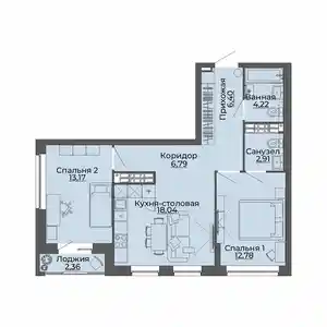 2-комн. квартира, 4 этаж, 65 м², Поворот Ленинграда