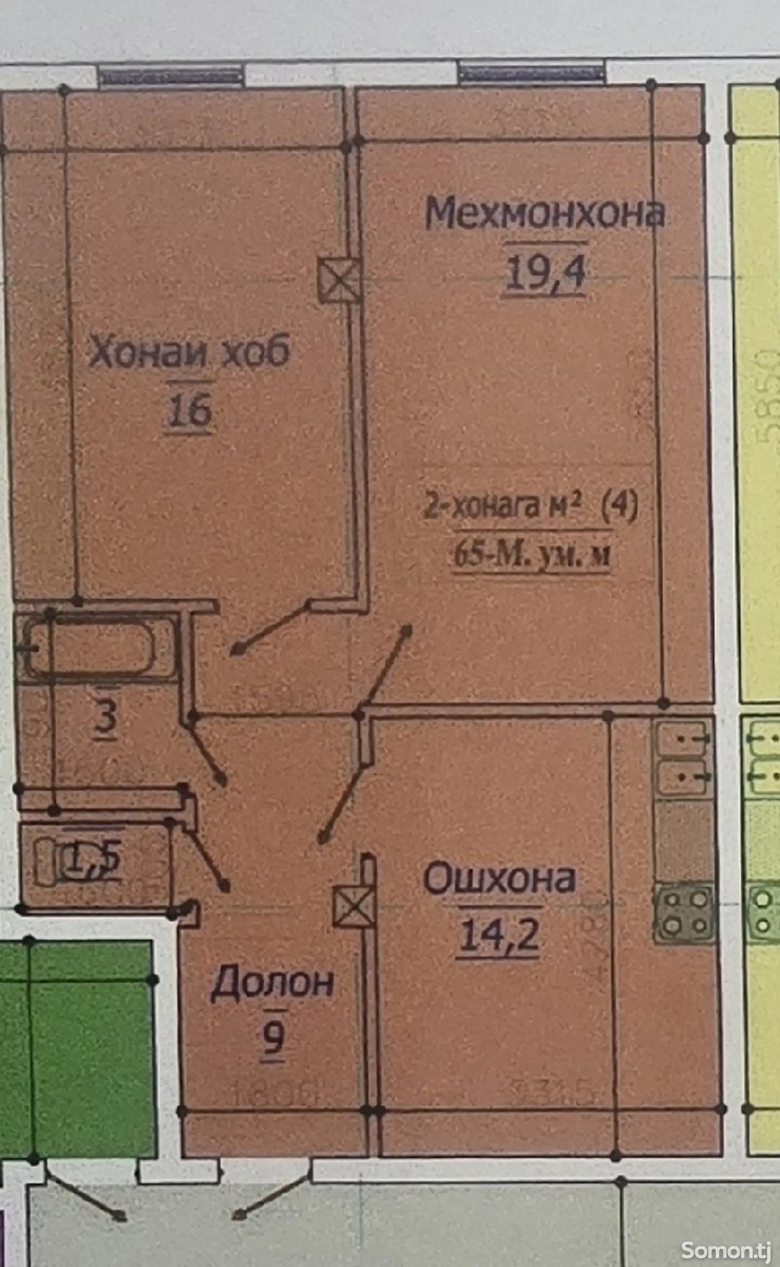 2-комн. квартира, 2 этаж, 65 м², Повороти Ленинград