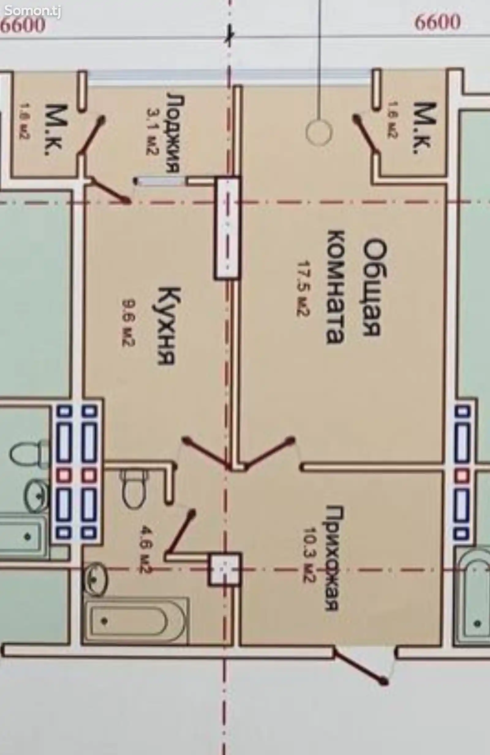 1-комн. квартира, 13 этаж, 48 м², Водонасосная-3